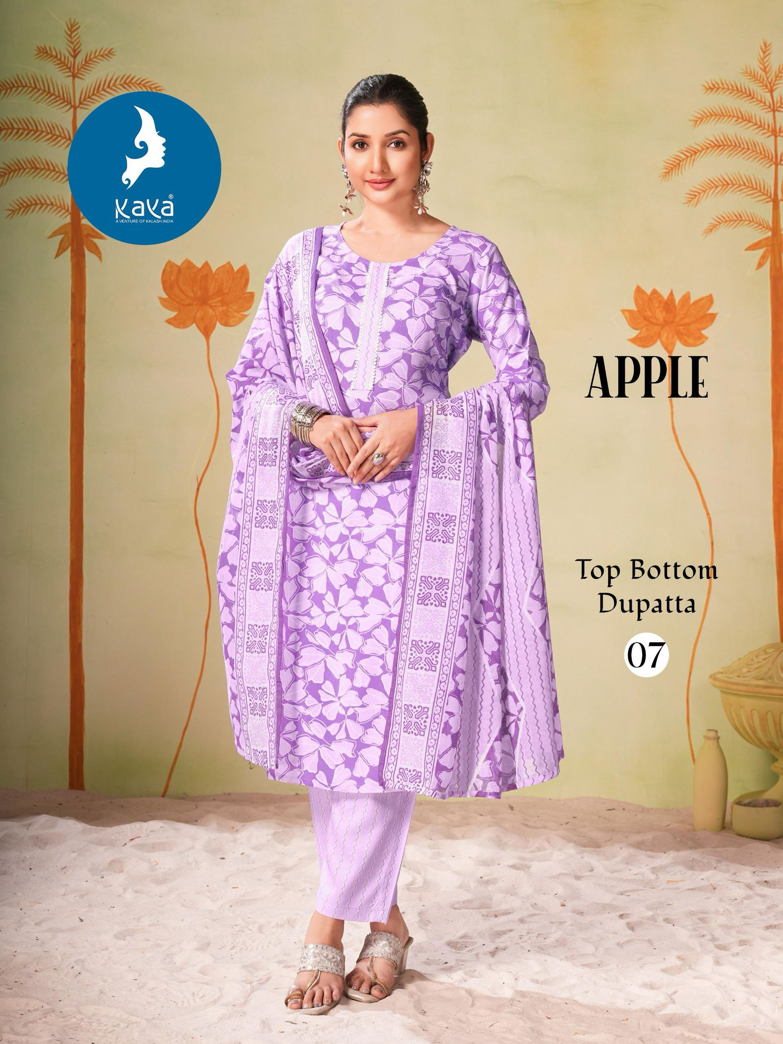 Apple By Kaya Rayon Printed Kurti With Bottom Dupatta Exporters In India